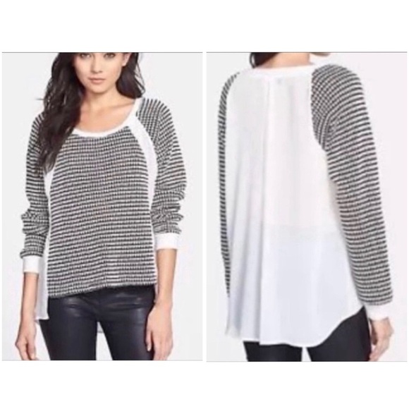 Sanctuary Tops - Sanctuary Mixed Media Sweater w/ Sheer Back Size Medium